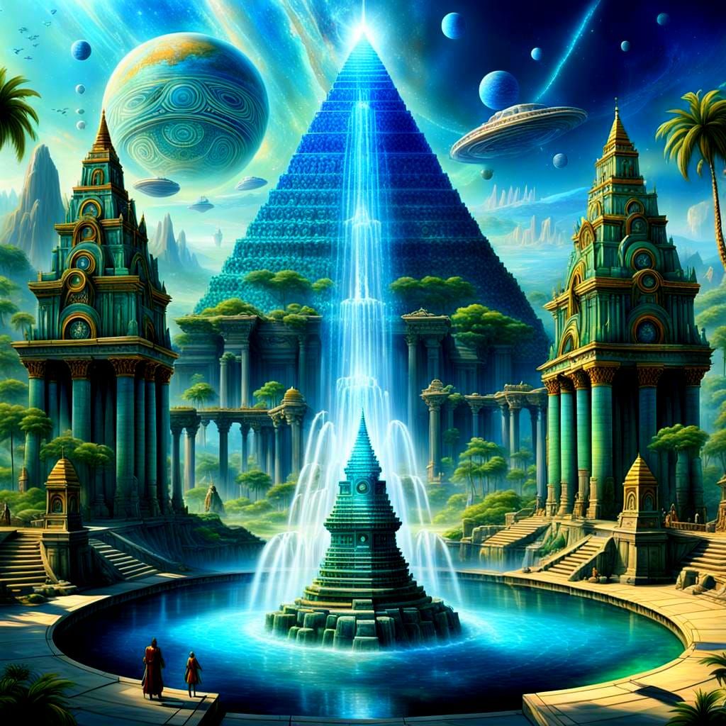 Atlantis Healing Temple with Arcturians in Digital Art