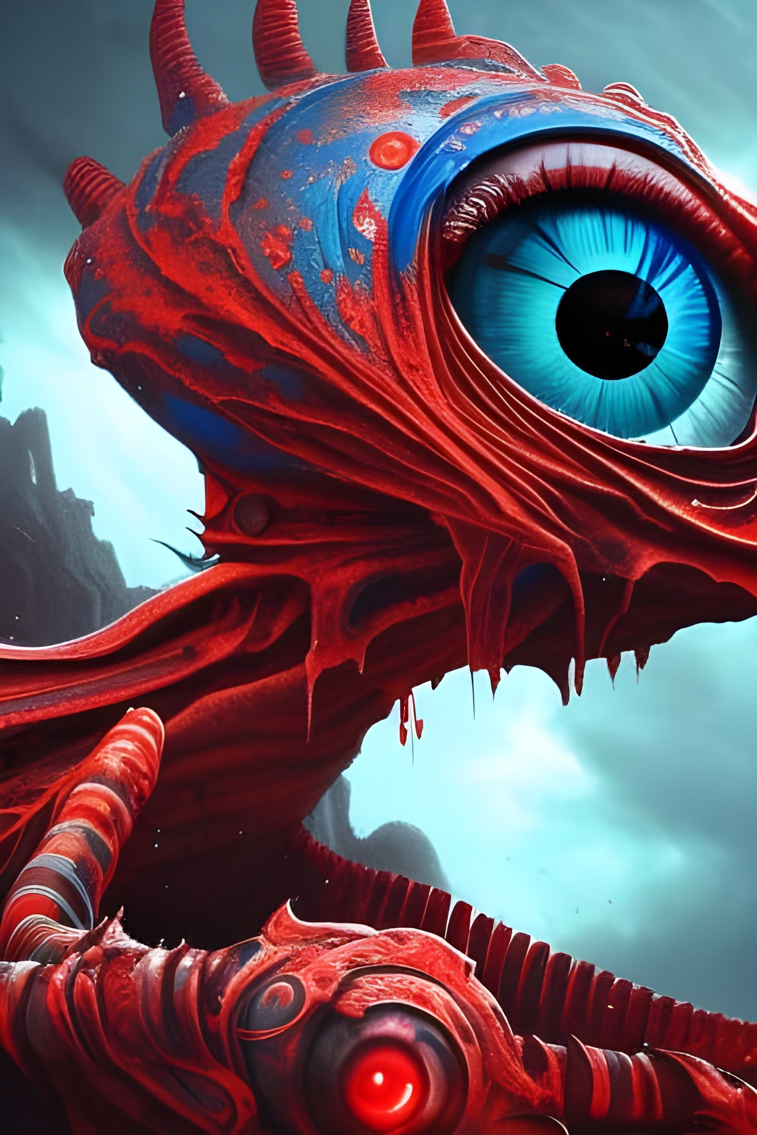 Blue Alien with Black Eyes: Digital Matte Painting