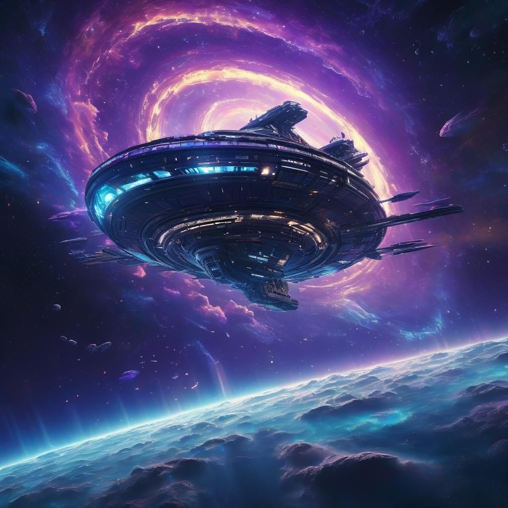 Futuristic Spaceship Soaring Through Wormhole: Pixar Concept...
