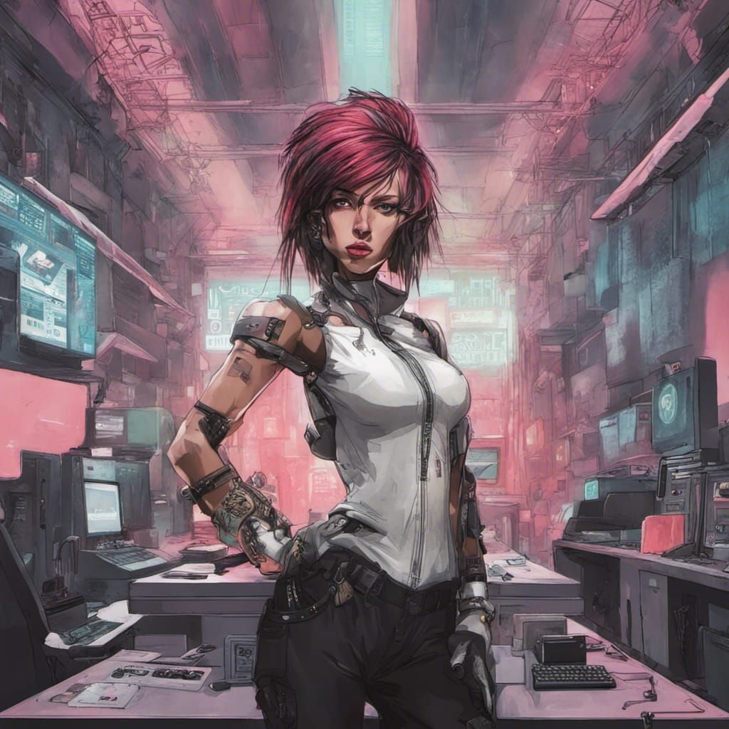 Cyberpunk Corporation Owner in Futuristic Cityscape