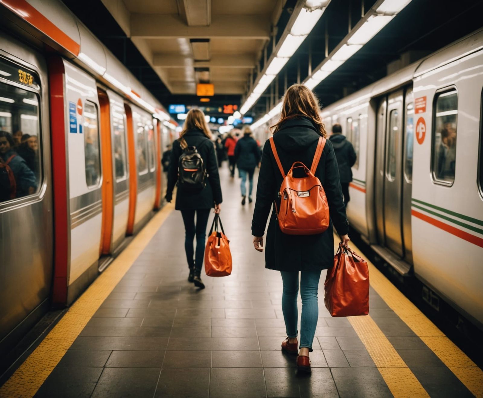 Woman in Subway Station, Children's Book Illustration