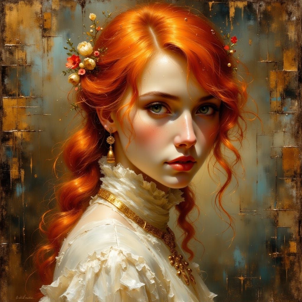 Redhead in the Style of Maxfield Parrish