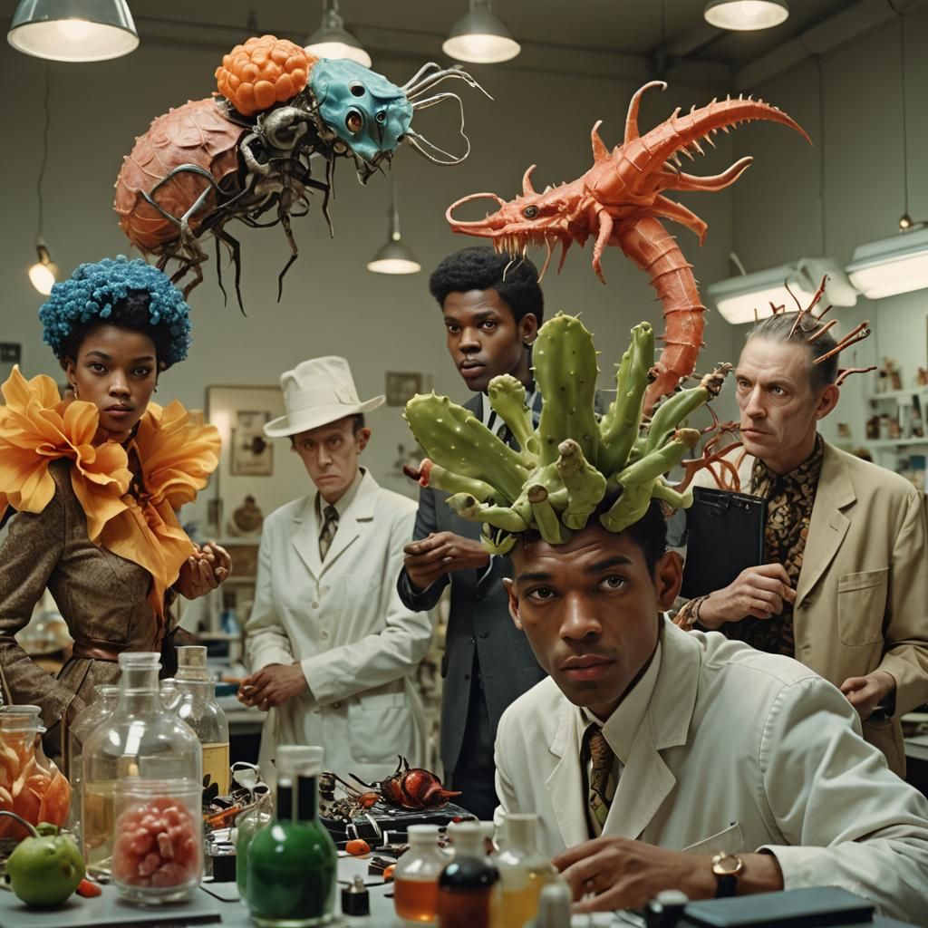 Exotic People in Avant-Garde Outfits: Hyperrealistic Photo