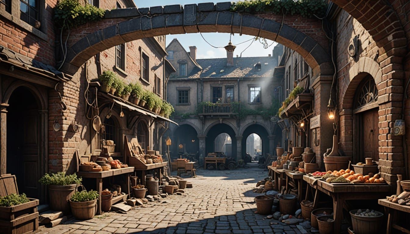 Vibrant Jewish Quarter Scene in 18th Century Poland