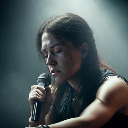 Captivating Singer in Dramatic Stage Lighting