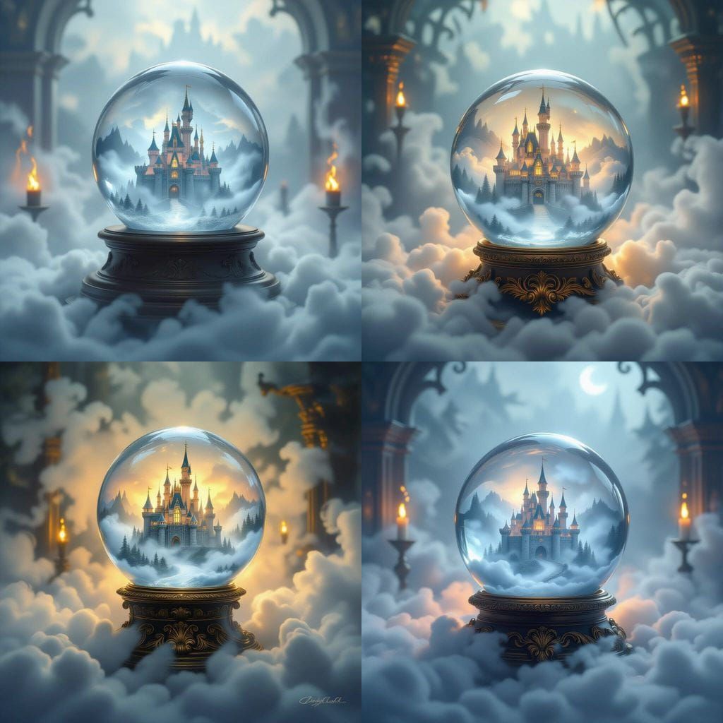 Crystal Ball Castle in Ethereal Fantasy Style