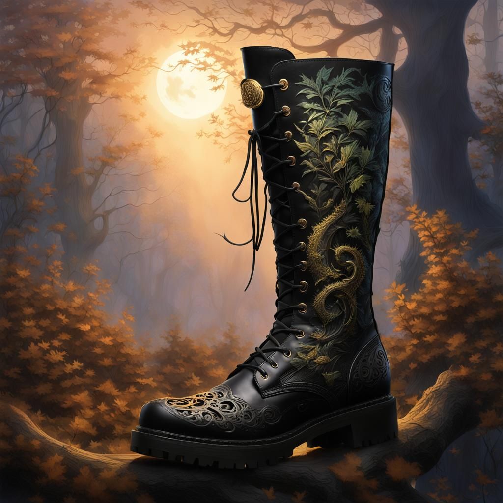 Mystical Gothic Boots in Enchanted Forest