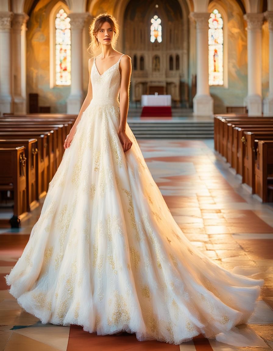 Impressionistic Wedding Scene in Ornate Church
