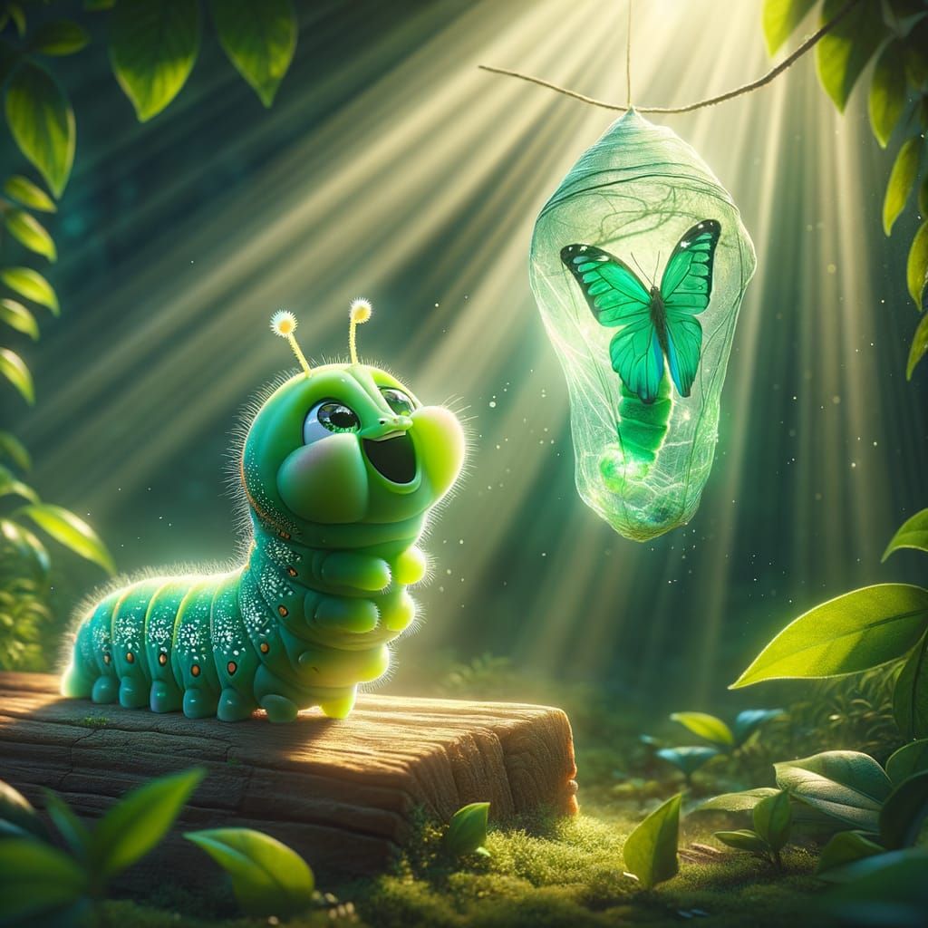 Excited Caterpillar Watches Butterfly Metamorphosis