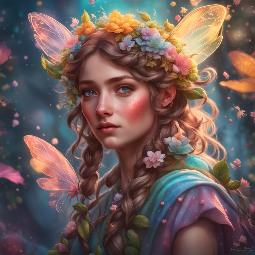 Enchanting Fairy Portrait in Whimsical Wonderland