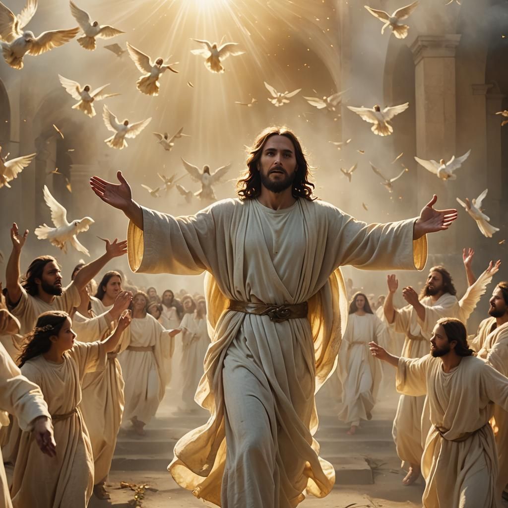 Jesus Christ Surrounded by Angels in Baroque Style