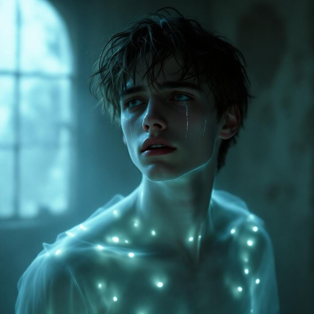 Crying Ghost in Abandoned House: Dreamy Digital Art