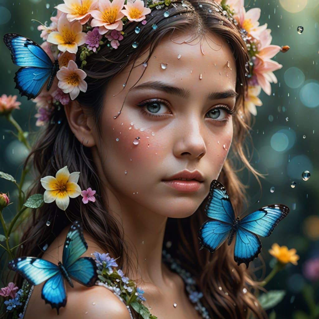 Ethereal Butterfly Portrait in Vibrant Colors