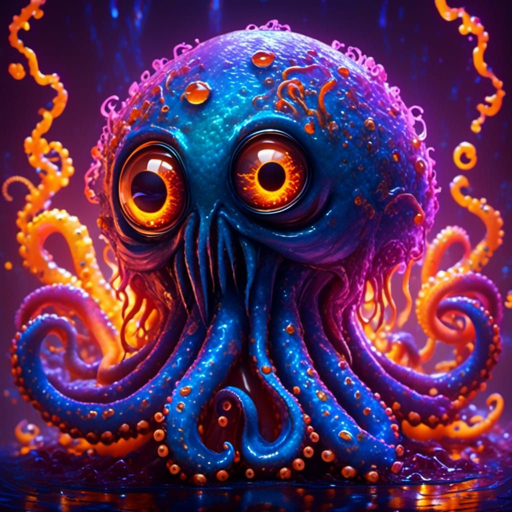 Mutated Alien Octopus Zombie Hybrid in Horror Style