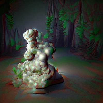 Ethereal Marble Statue in Dark Forest