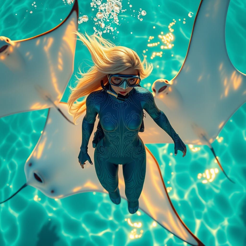 Majestic Manta Ray Encounter in Vibrant Tropical Waters