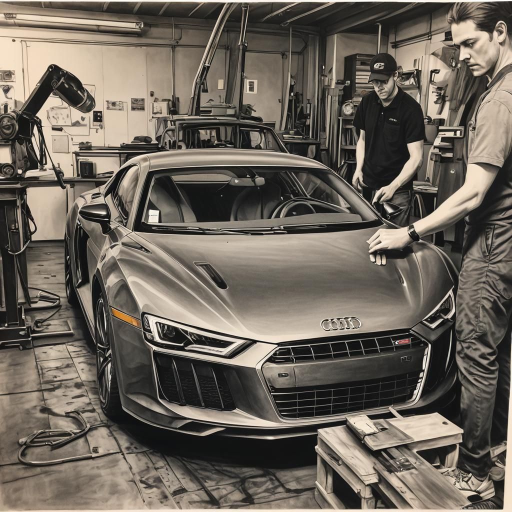 Megan Fox Creates Hyperdetailed Charcoal Drawing of Audi R8