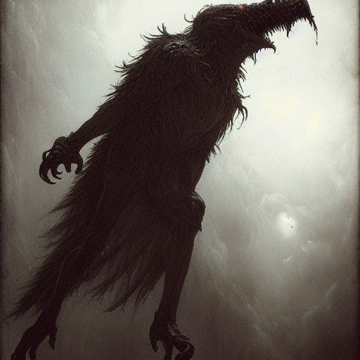 Horrific Were-Bat Monster in Gothic Horror Style