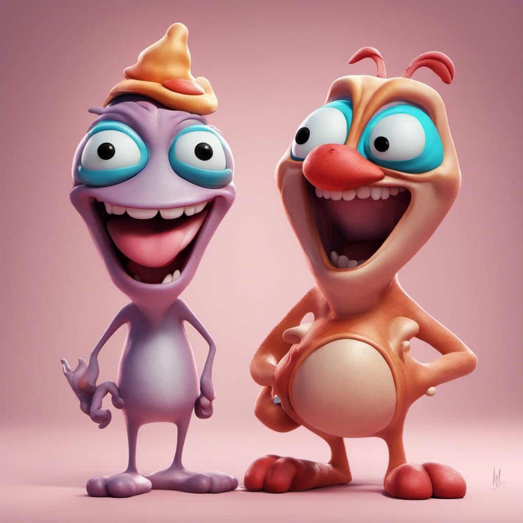 Ren and Stimpy Concept Art in Vibrant 3D