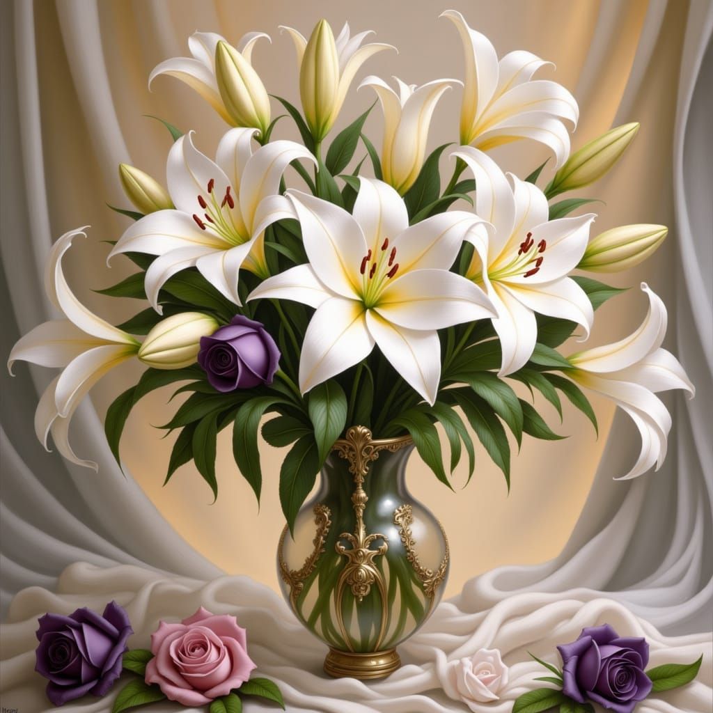 Romantic Floral Still Life in Golden Lighting