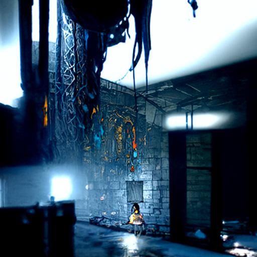 Woman Kneeling in Gray Room with Light Beam