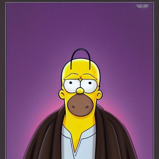 Homer Simpson as Jedi Master in Comic Book Art
