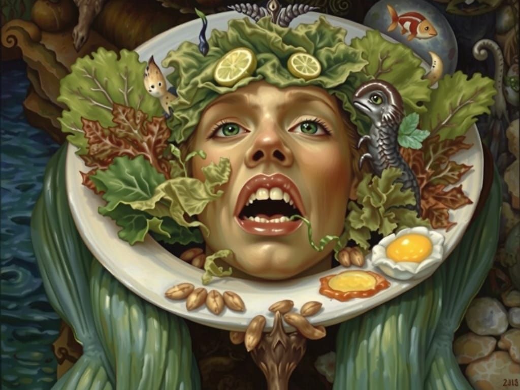 Mermaid on Sandwich in Art Nouveau Style