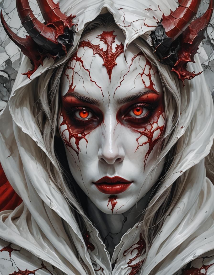 Surreal Goddess with Cunning Red Eyes