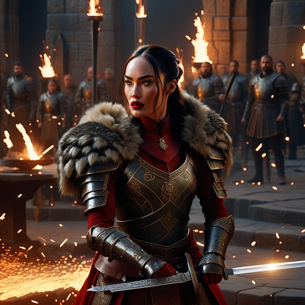 Fantasy Jeweled Sword Forging in Art Nouveau Style