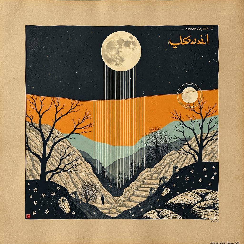 Lunar Collage Inspired by Iranian Art