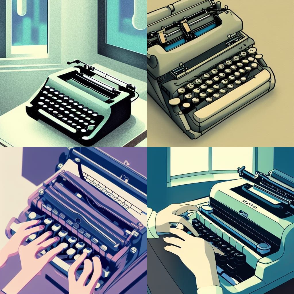 Robotic Hands Typewriter in Studio Ghibli Style