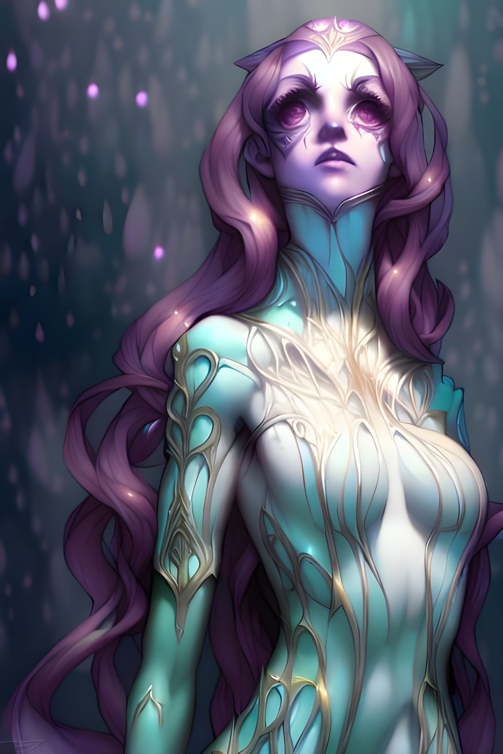 Gorgeous Purple Alien Woman Portrait in 8K