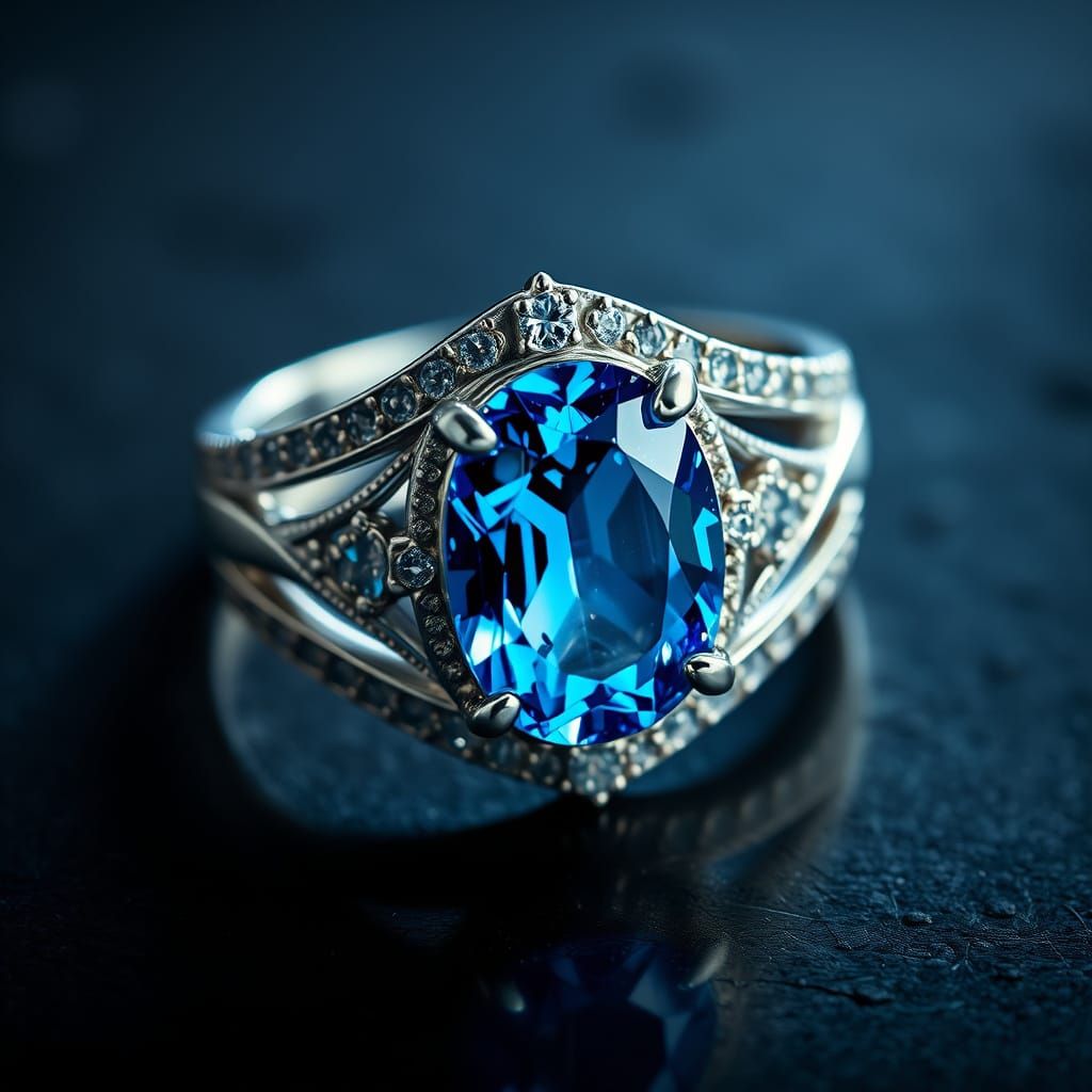 Blue Sapphire Ring in Hyperrealistic Style