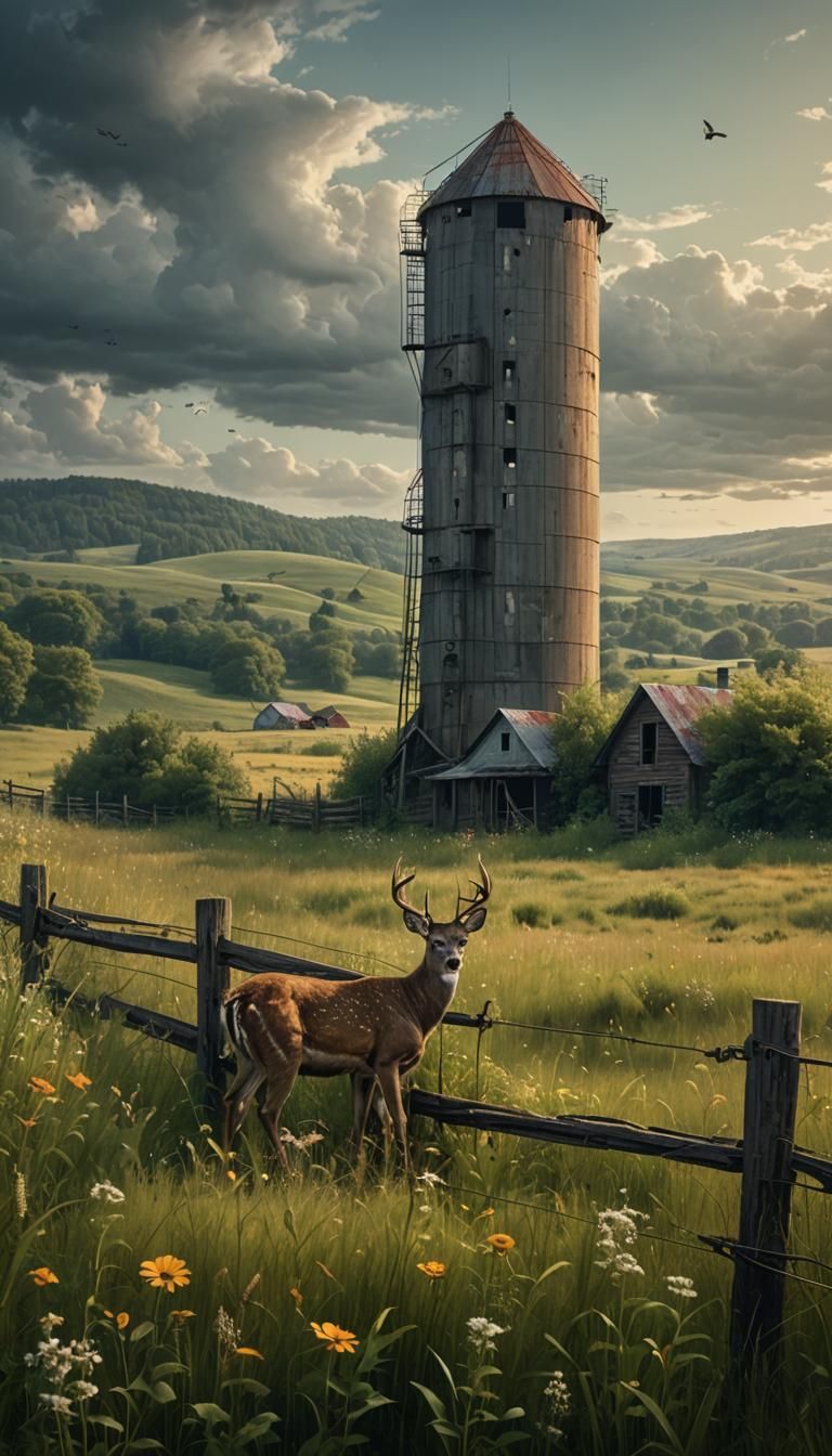 Abandoned Farm with Deer: Digital Matte Painting