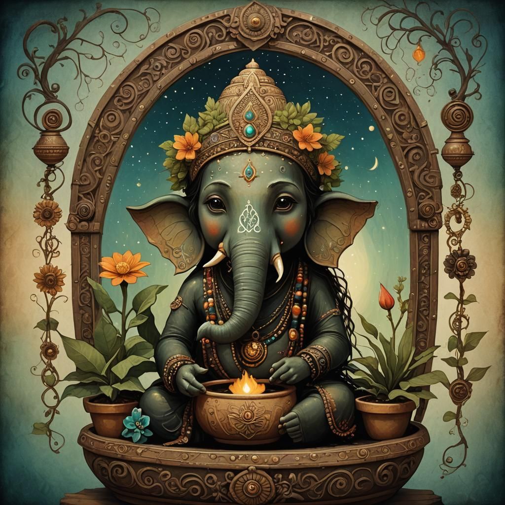 Cute AI Plant Pot in Folk Art Style