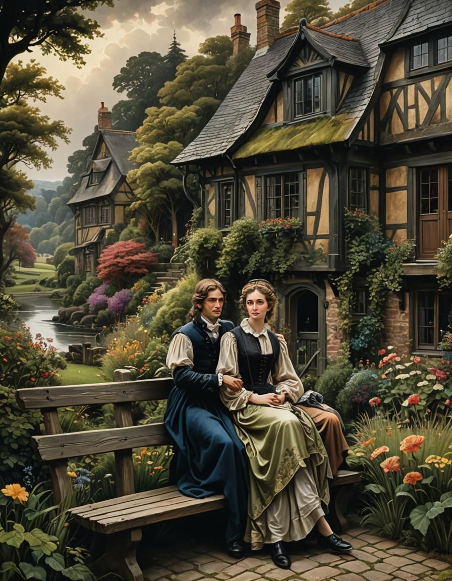 Romantic Dark Fantasy Cottagecore Couple Portrait