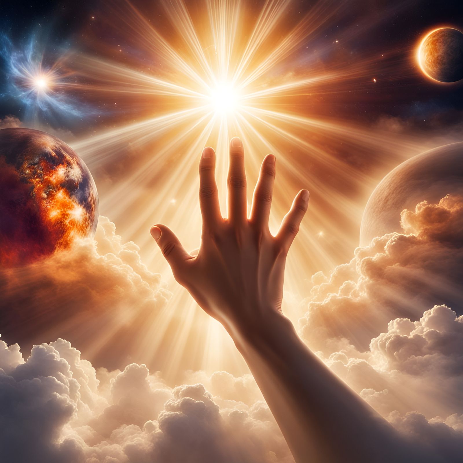 God's Hand Forms Sun and Planets