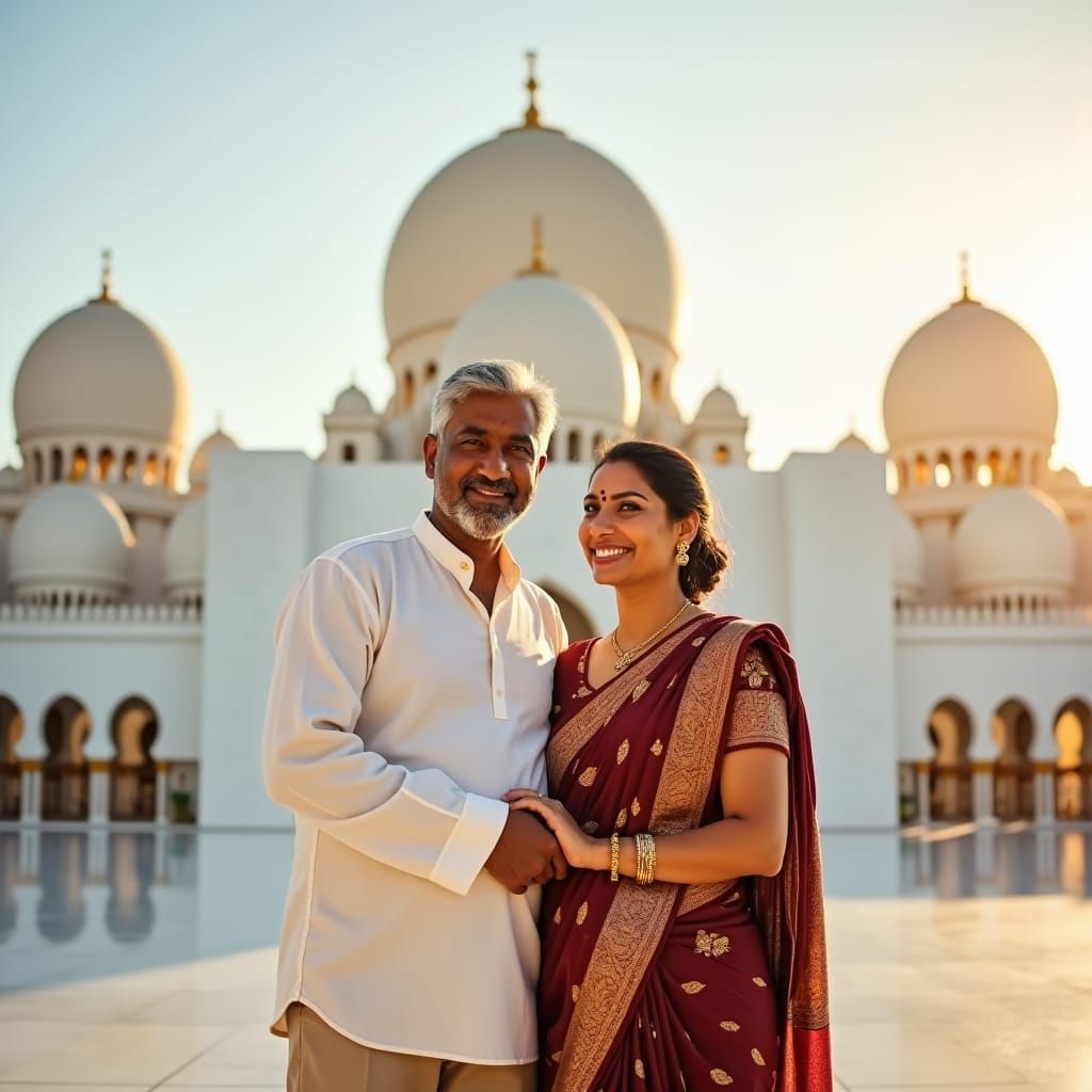 South Indian Couple at Sheikh Zayed Mosque
