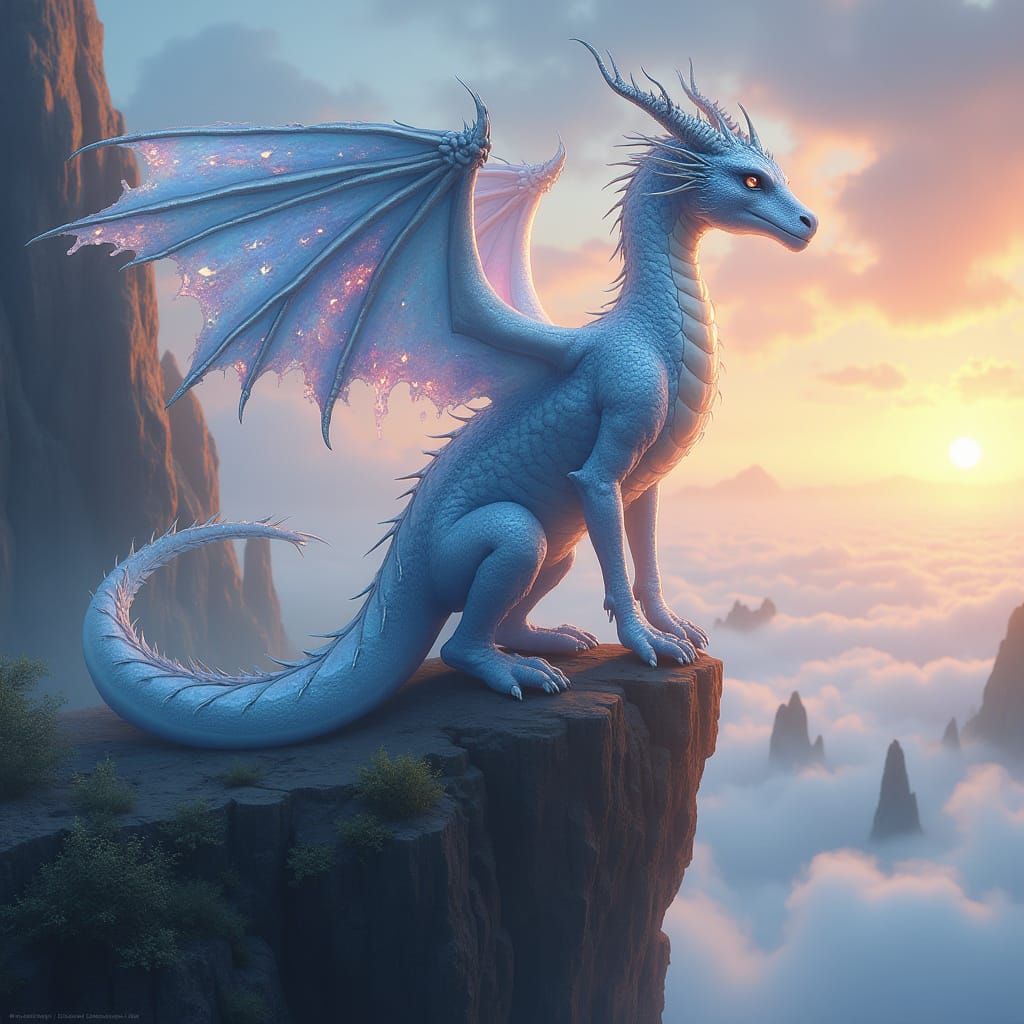 Silver Dragon Princess with Stained Glass Wings