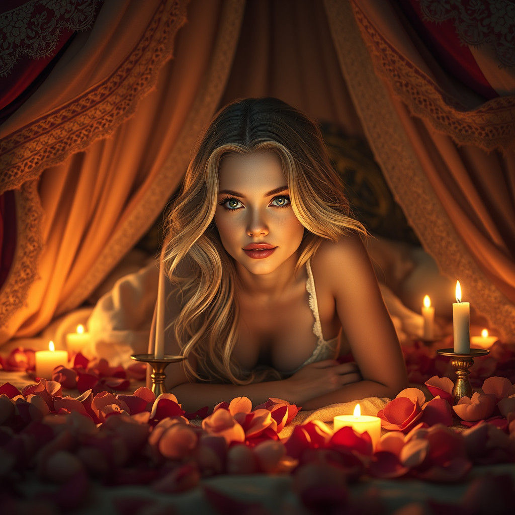 Romantic Medieval Woman in Opulent Setting