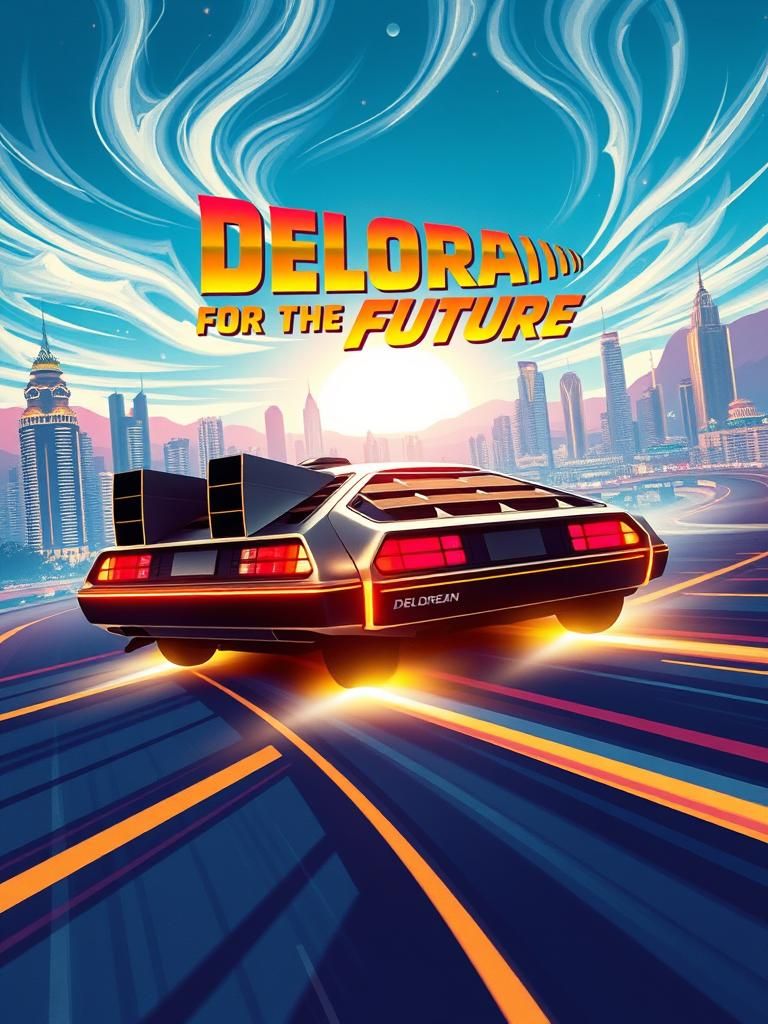 DeLorean in Art Deco Metropolis: A 1930s Style Vision