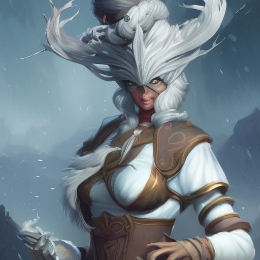 Snow Mistress Portrait in Hyperdetailed Splash Art Style
