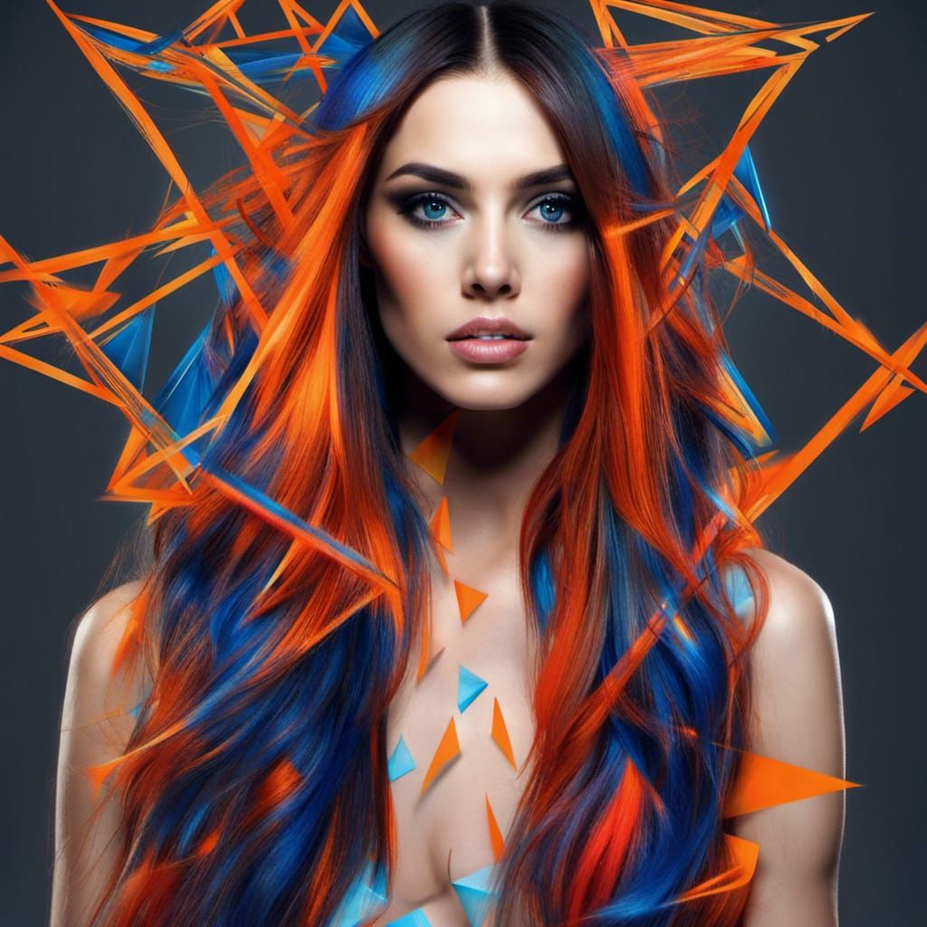 Armenian Brunette with Nanopunk Triangles in Digital Portrai...