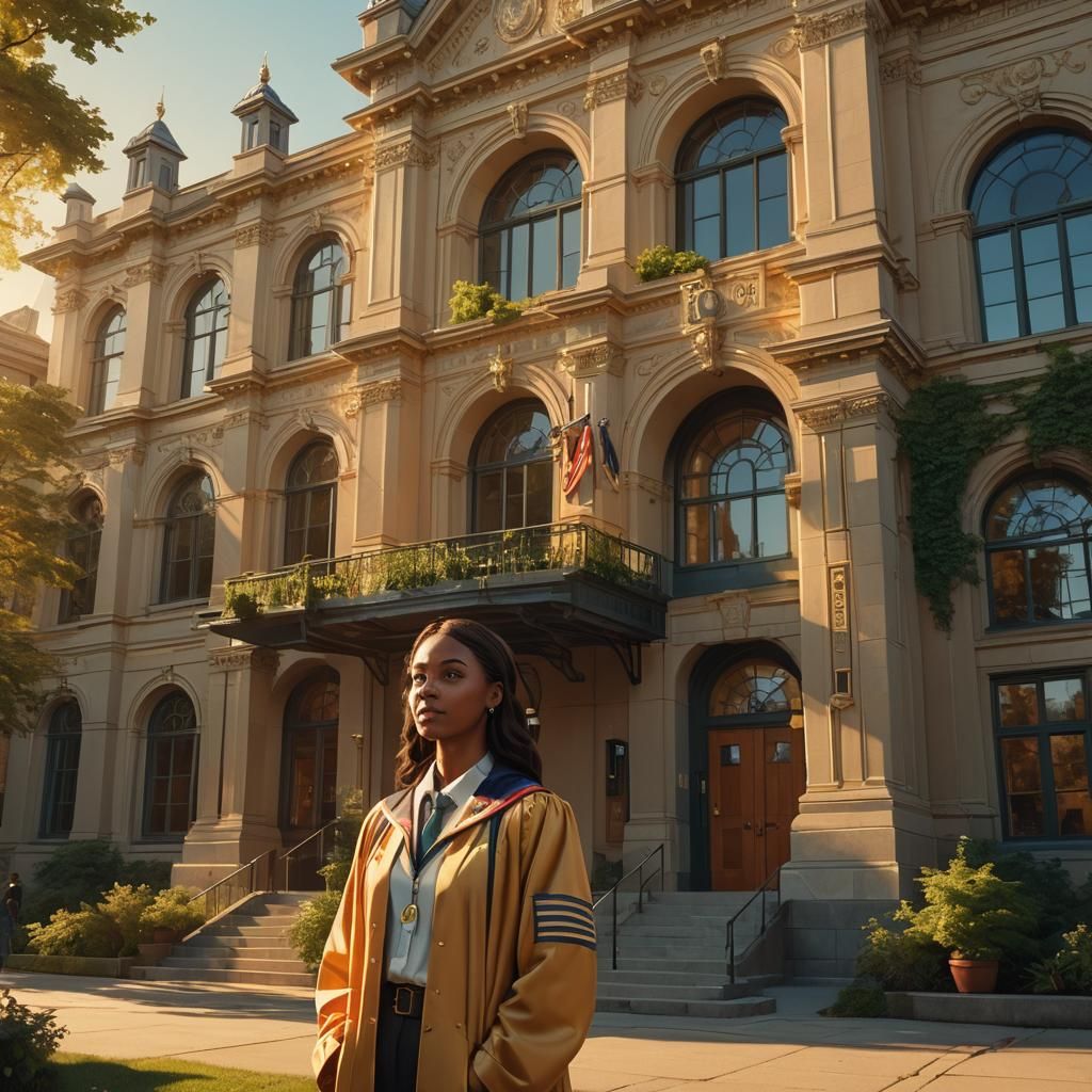 Proud Graduate in Futuristic Digital Matte Painting