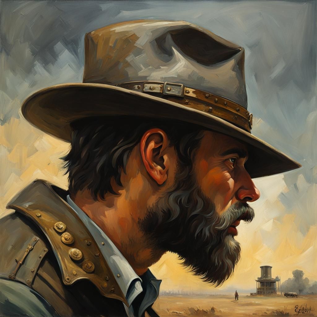 Steampunk Ranger Portrait with Expressive Oil Painting Style