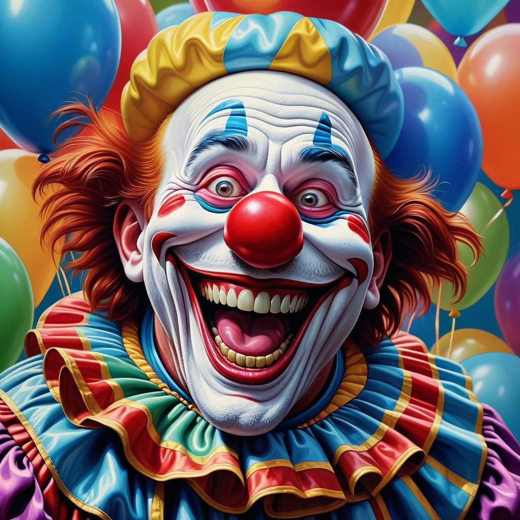 Wholesome Laughing Clown in Vibrant Oil Painting