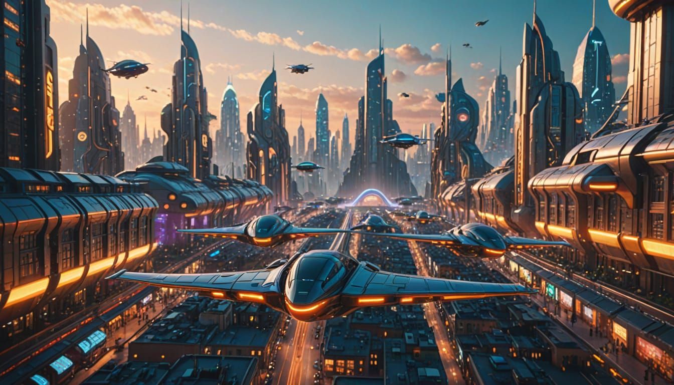Vibrant Futuristic Cityscape in Surreal 3D Animation