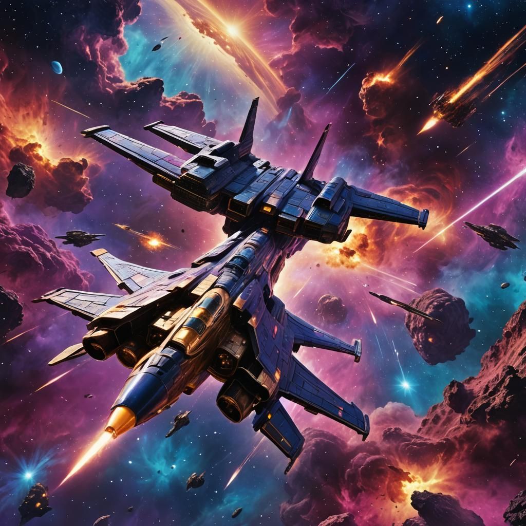 Battlestar Galactica in Nebula: Syd Mead Style