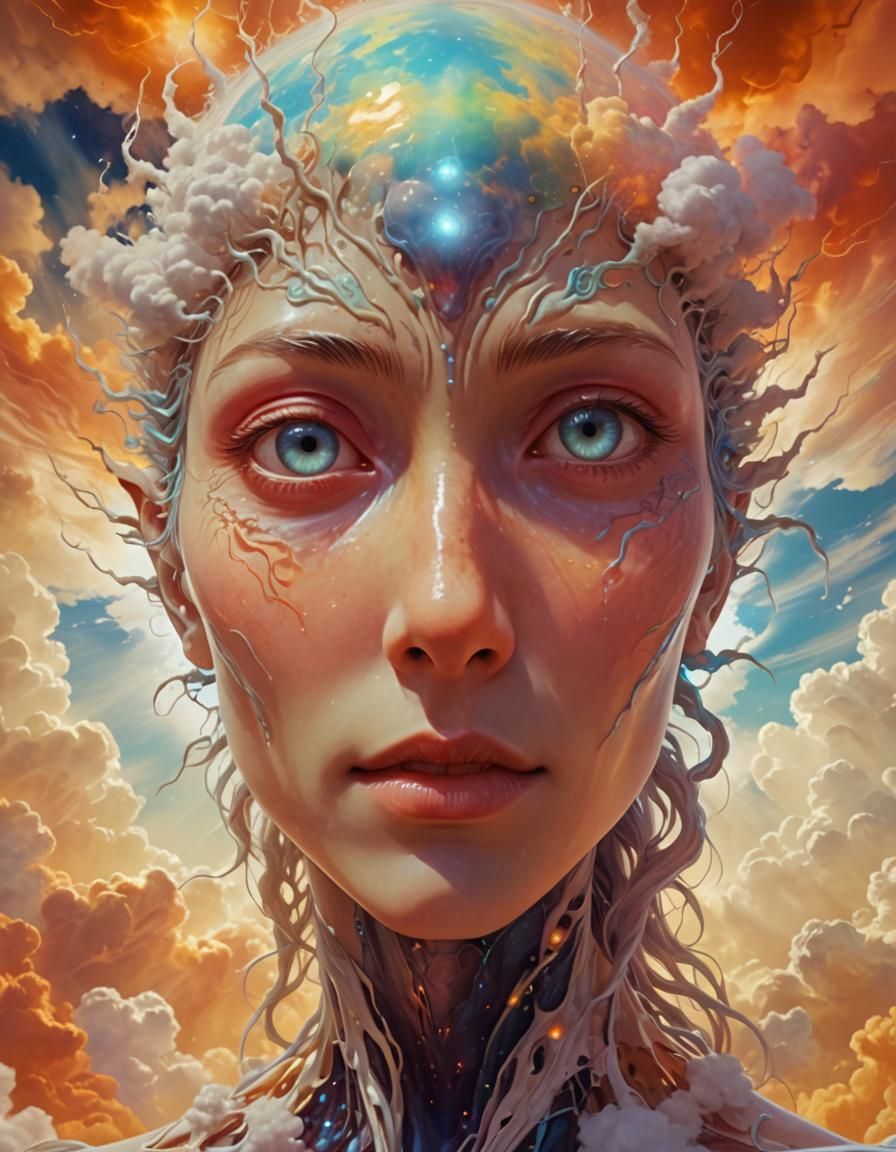 Surreal Anime Portrait of Alien Virgin in Ethereal Style