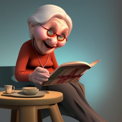 Elderly Women Chatting: Pixar-Style 3D Digital Art
